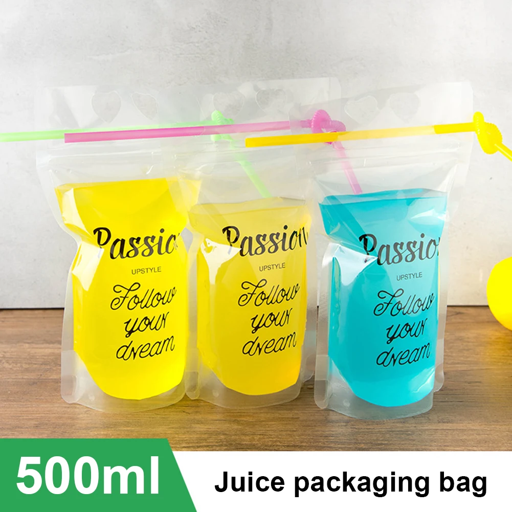 

100pcs Beverage Juice Packaging Bags 500ml Disposable Drinks Transparent Portable Juice Beer Milk Plastic Storage Bags
