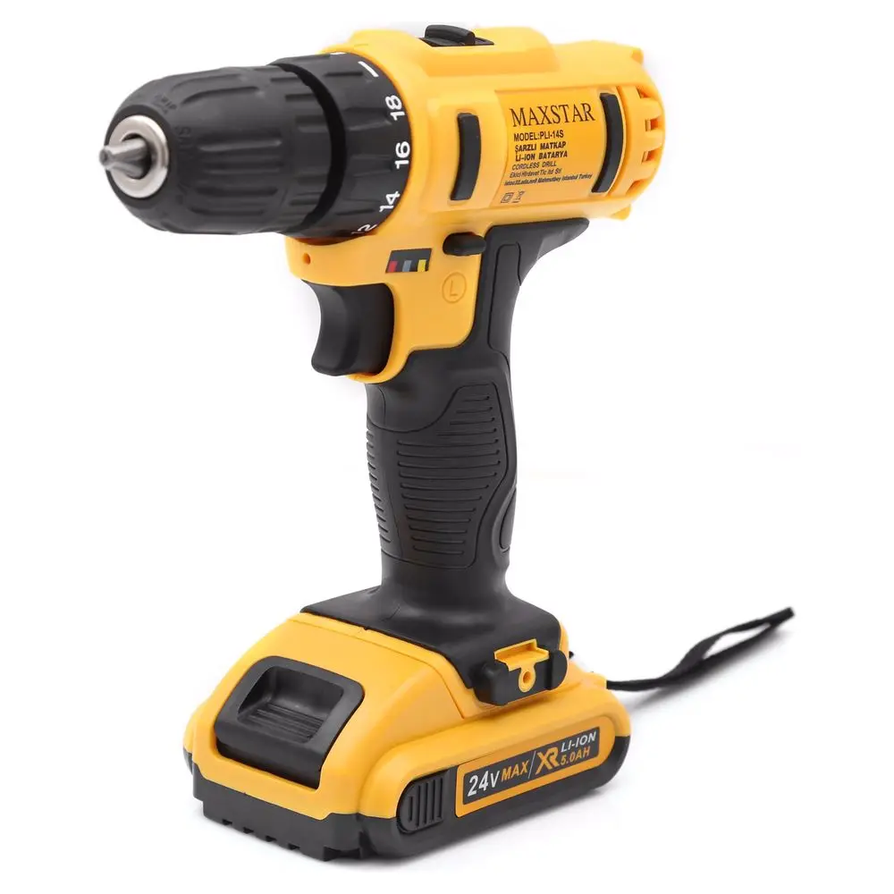 

24V Professional 2 Li-Ion Dual Cordless Professional Screwdriver Rechargeable Drill Screwdriver Power Tools Cordless Drill Shockless