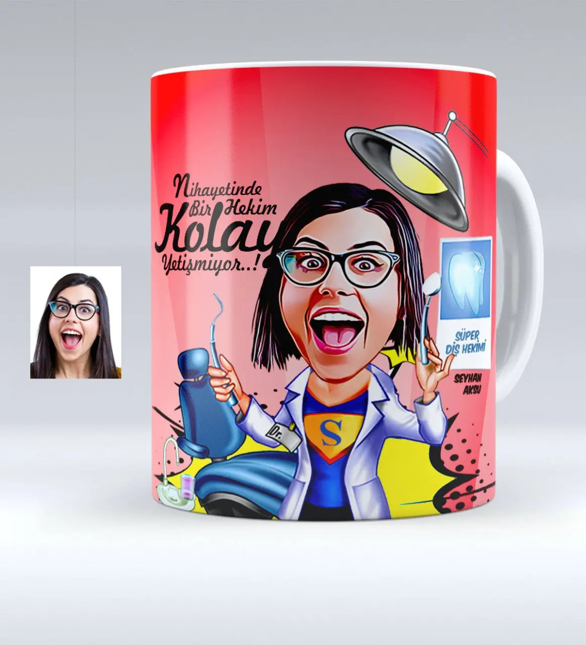 

Personalized Women 'S Dentist Caricature Of White Mug cup-1