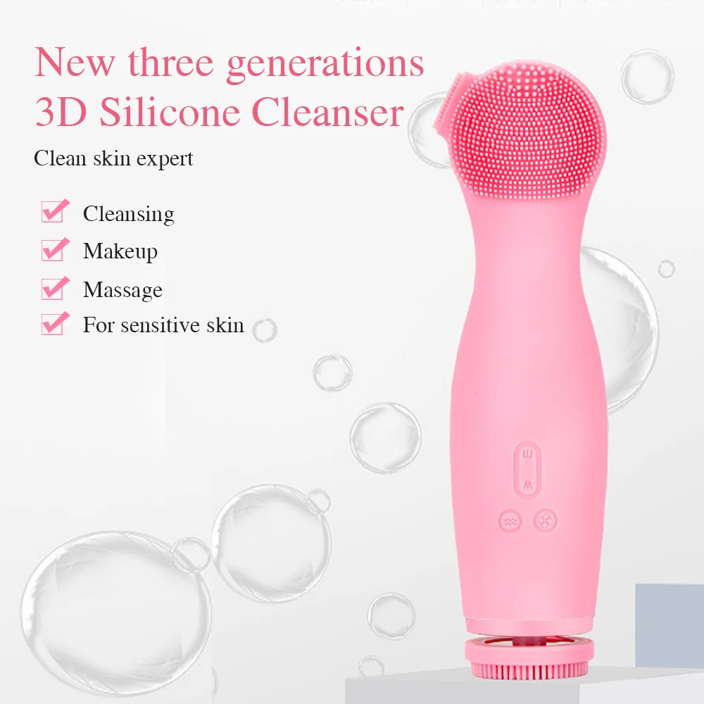 

4 In 1 Spin Facial Cleansing Brush Electric Waterproof Silicone Face Cleanser USB Rechargeable Exfoliating Washing Brushes