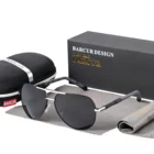 Очки солнцезащитные BARCUR Мужские поляризационные, брендовые оригинальные очки-авиаторы Polaroid для вождения