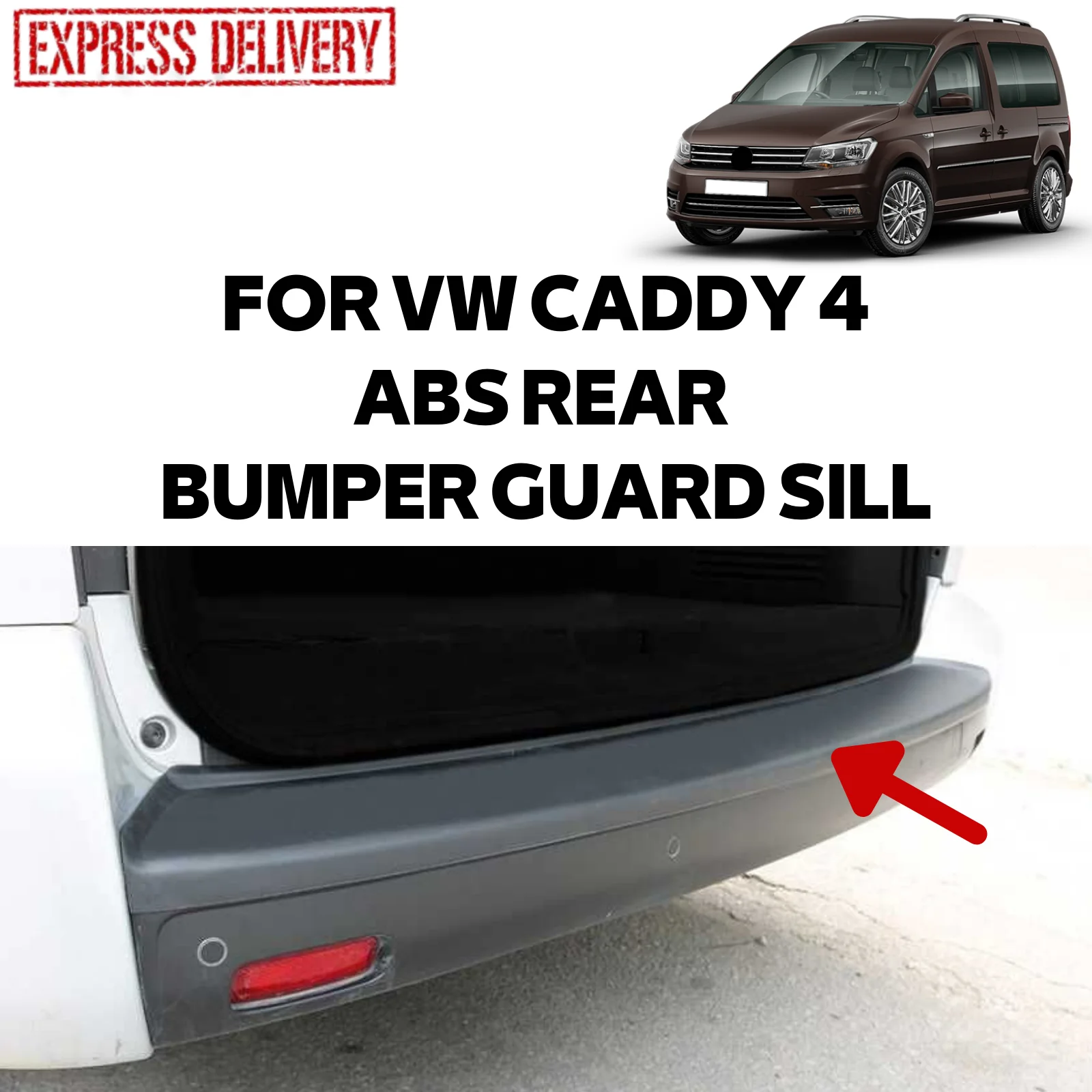 

Глянцевый черный Задний бампер из АБС-пластика для VW CADDY 4 2015-2020, защита багажника, порог, аксессуары KORUYUCU, детали автомобиля