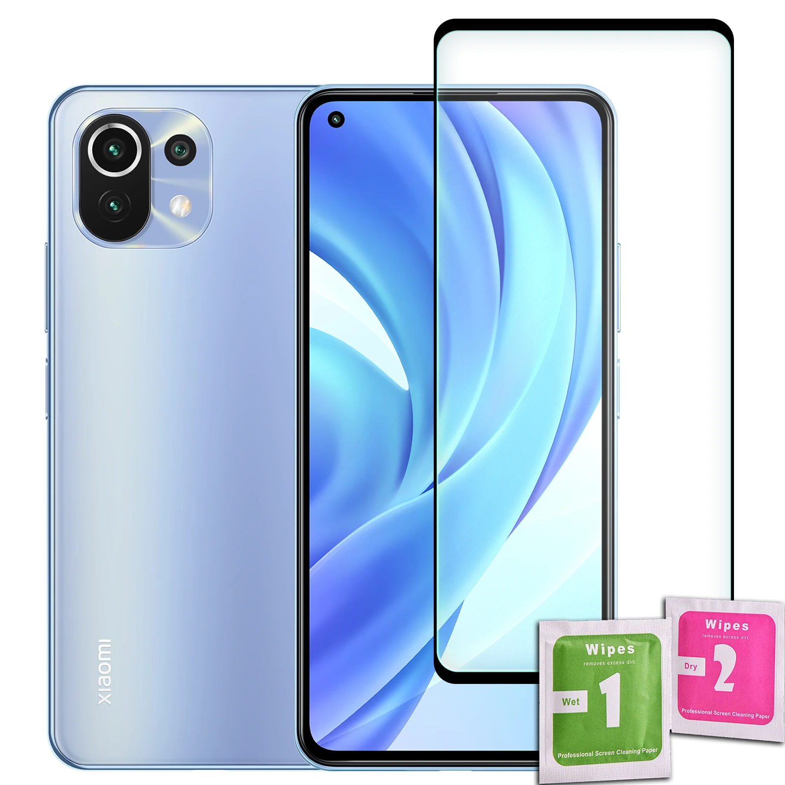 Tempered glass screen Protector for XIAOMI MI 11 LITE black front full quality Premium 9H 0.33mm
