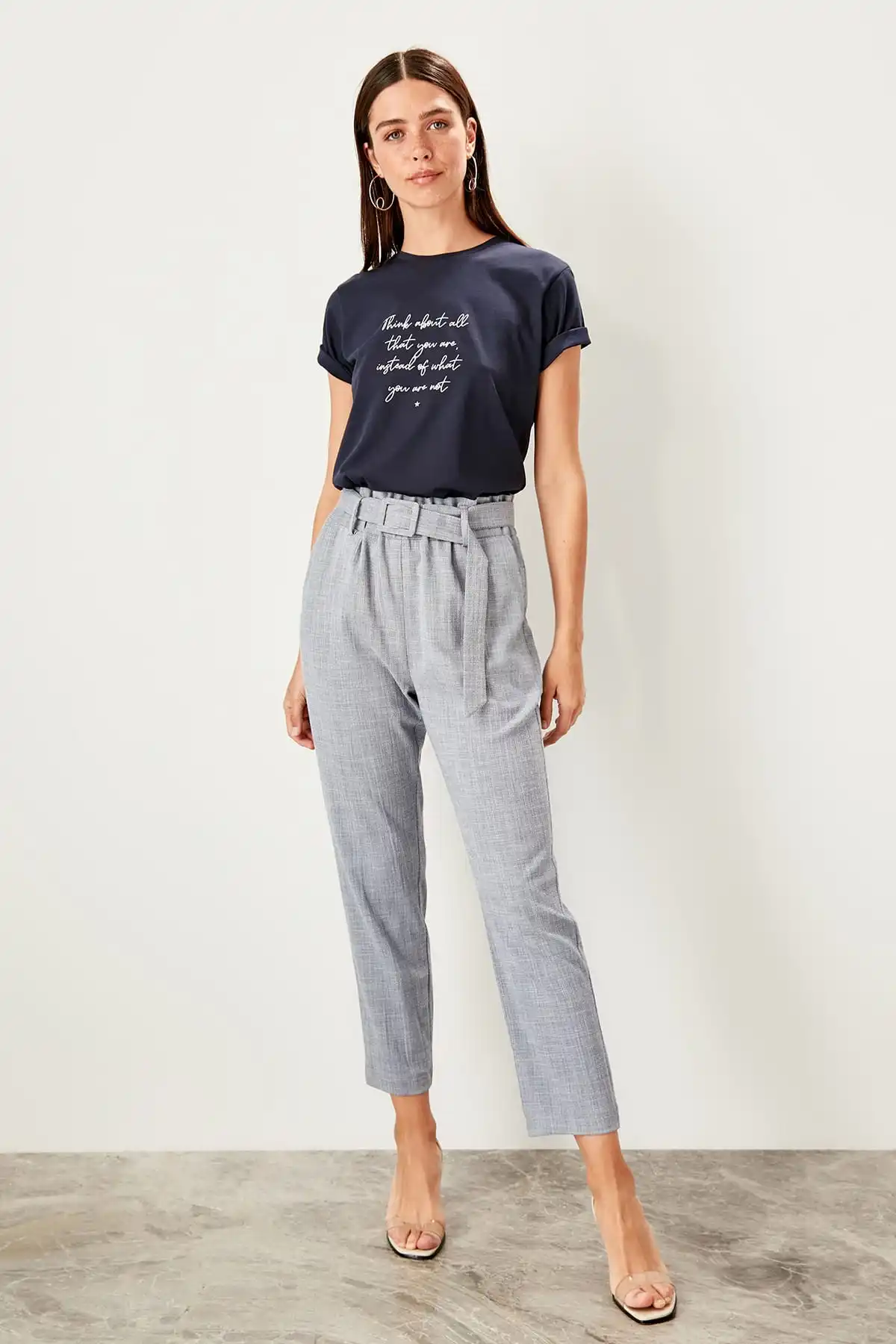 Синие брюки с поясом TWOSS19ST0206|Брюки| |