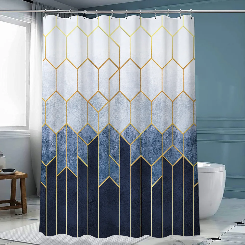 

Geometric Waterproof Shower Curtain 3d Bathroom Accessories Decor Fashion Gradient Bath Curtains With Hooks