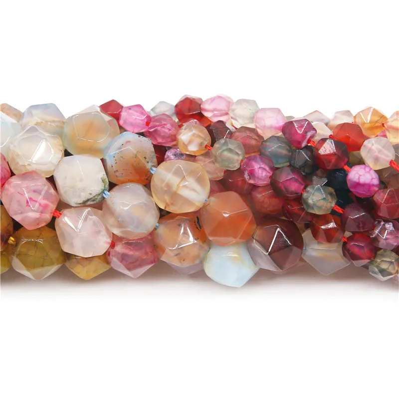 

Multi -Color Natural Stone Dragon Veins Agate Dyed Beads Faceted Star Shape 5x6-8x10mm Material For Making Jewelry Bracelet