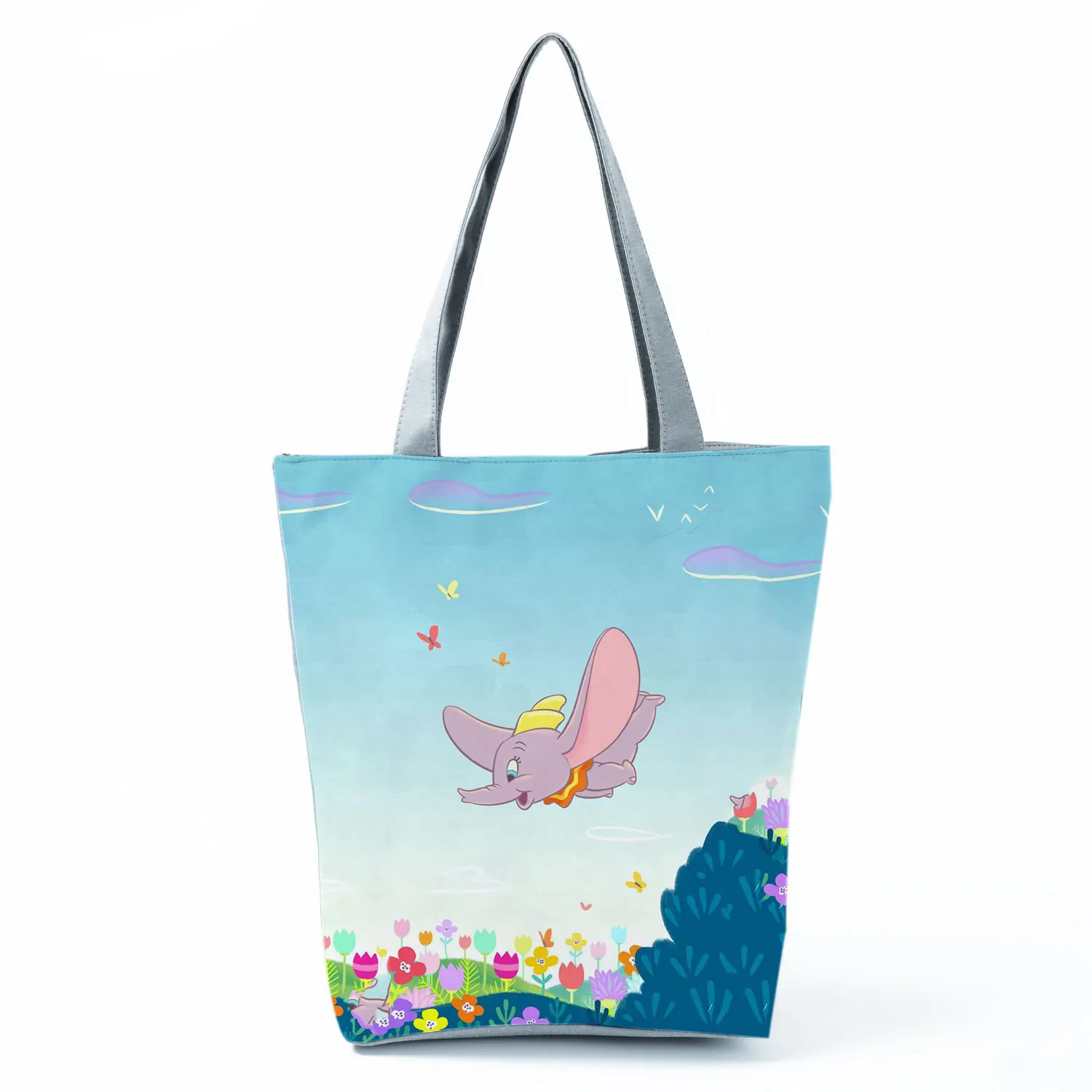 

Disney Dumbo Print Handbags Elephant High Capacity Bag Blue Tote Women Shoulder Bag Cartoon Shopping Bag Travel Beach Bag Female