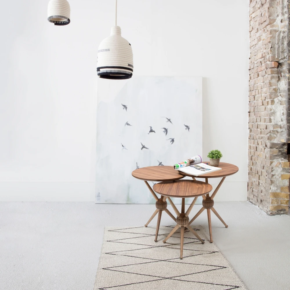 

Atlas Service Table, Walnut Color, Top Surface MDF, Solid Wood Legs, Modern Design, Easy to Install, For Dining and Living Room