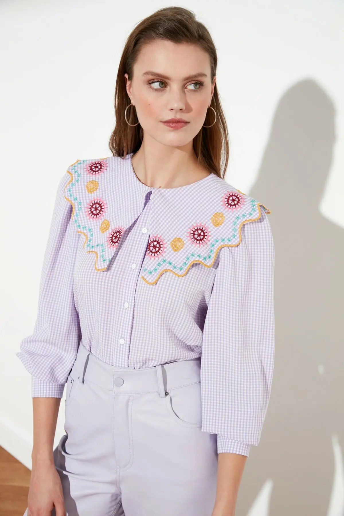 

Collar Detailed Shirt 2 Color Options Easy to Combine 2021 Fashion Sport Stylish Use