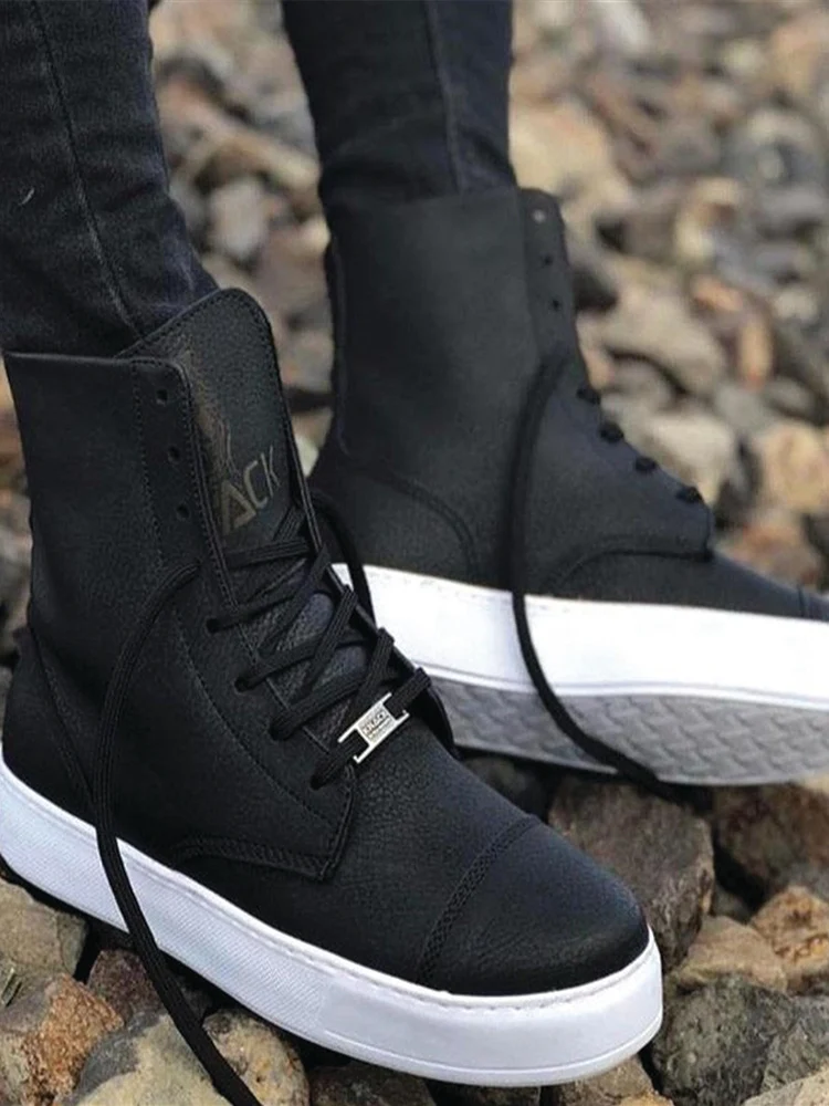 Knack Spor Bot 022 Siyah (Beyaz Taban) Yeni Model Man New Bots Reasonable Price And Men's Shoes Sport Stylish Design |