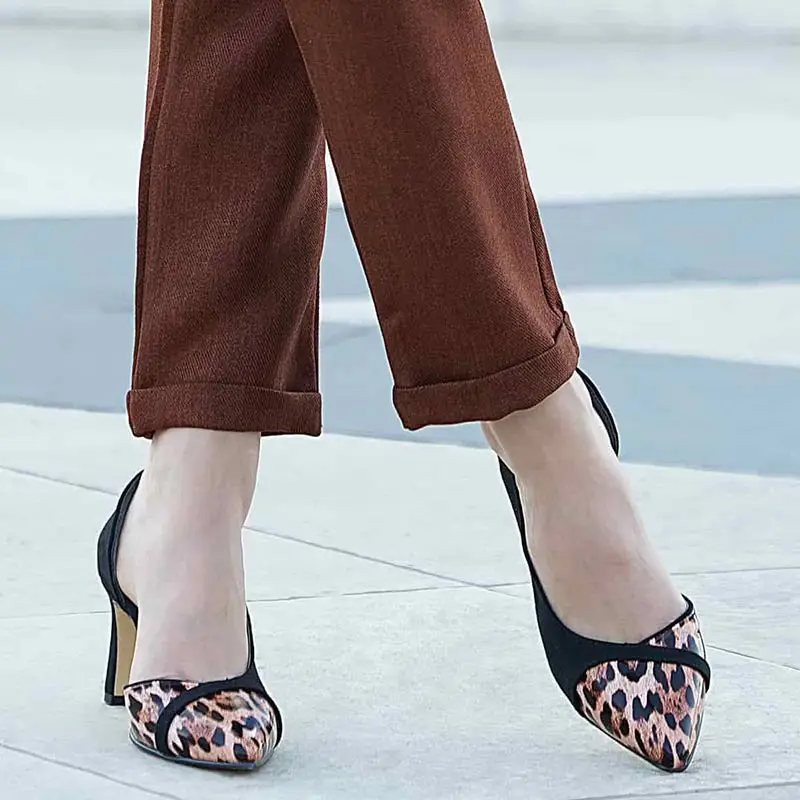 Mio Gusto Brand FRANCES, 6Cm Short Heel, Gray and Black Colors, Leopard Patterned Suede, high Quality, Women's Stiletto Pumps.