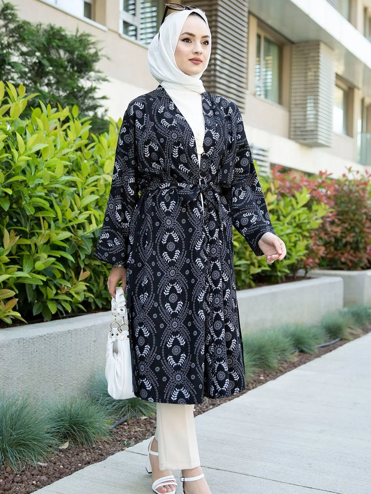 Кимоно абайя, принт в мусульманском стиле, платье, арабский, Дубайский, Африканский, женский, пакистанский, марокканский, кафтан, Катар, исла...