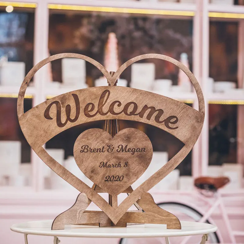 

Heart Shape Wedding Welcome Sign Wood Rustic Minimalist Wedding Welcome Board Custom Welcome To Wedding Sign