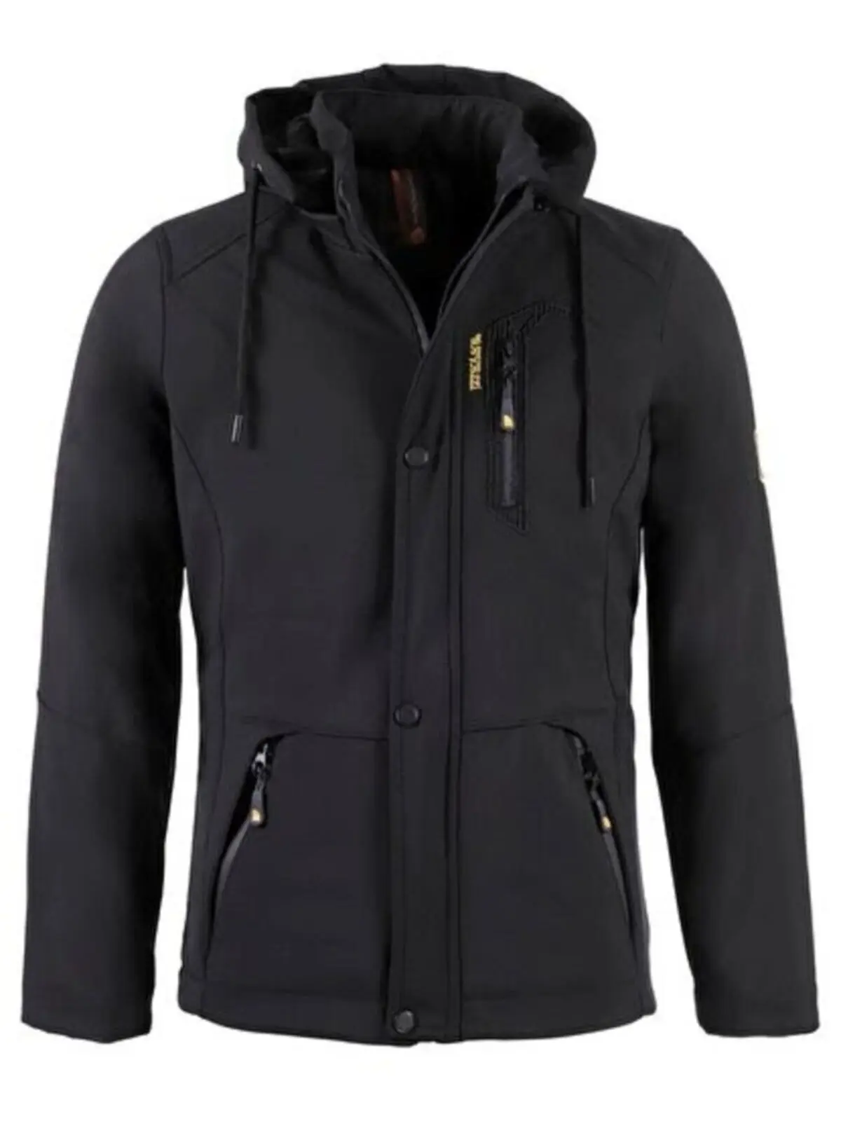 Мужская теплая зимняя куртка с капюшоном черная водонепроницаемая