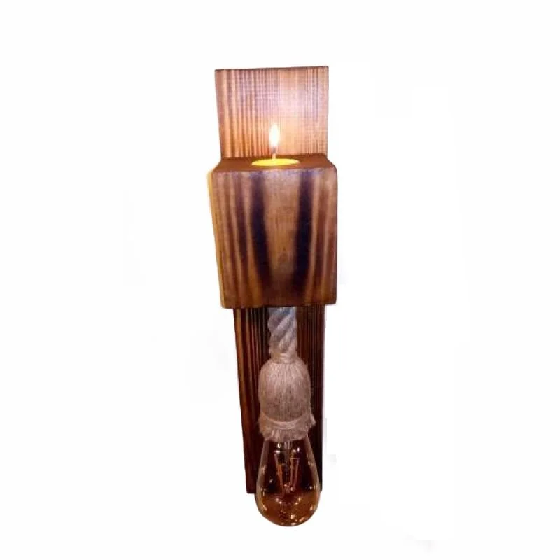 

Wooden Wall Lamp Handmade Sconce Candle Holder Interior Decoration Lighting Surface Mounted Modern Wall Lights E27 Socket Nordic