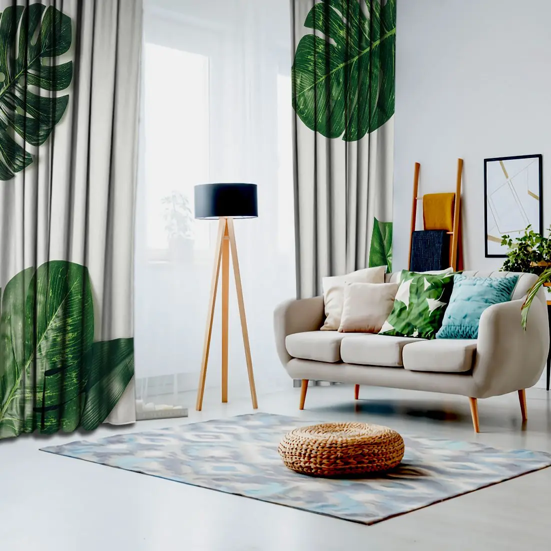 Занавеска тропические листья экзотическая природа джунгли большой лист