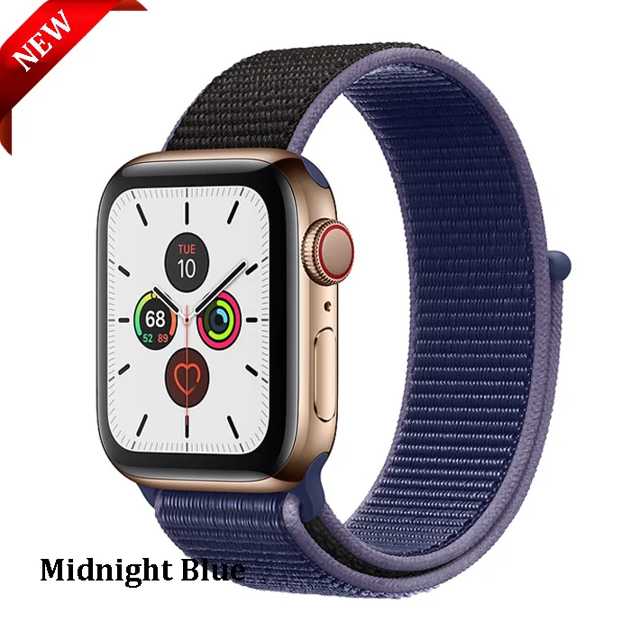 Midnight Blue Ремешок для apple watch band 44 мм correa apple watch 5 4 band 3 2 iwatch band 42 мм 38 мм 40 мм спортивный нейлоновый браслет - Цвет ремешка: Midnight Blue