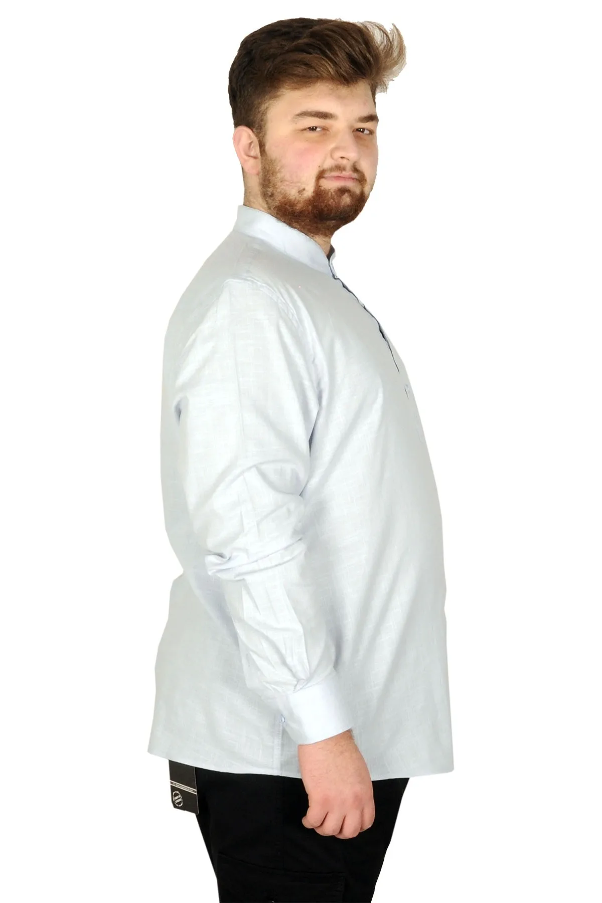 

High Quality Men Dress Linen Mandarin Collar Long Sleeved Shirt Male 3XL 4XL 5XL 6XL 7XL 8XL Plus Size Granded Collar Shirts
