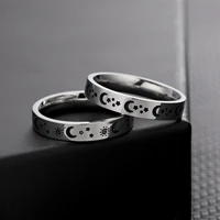 engraved star sun moon ring for men women vintage punk stainless steel couple rings fadeless fashion wedding party jewelry