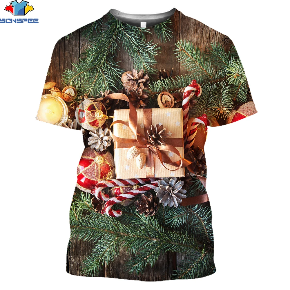 

SONSPEE 3D Print Summer Christmas Cute Deer Gifts Snowman Tshirt Women Men's Harajuku Streetwear Casual Fitness T-shirt Top