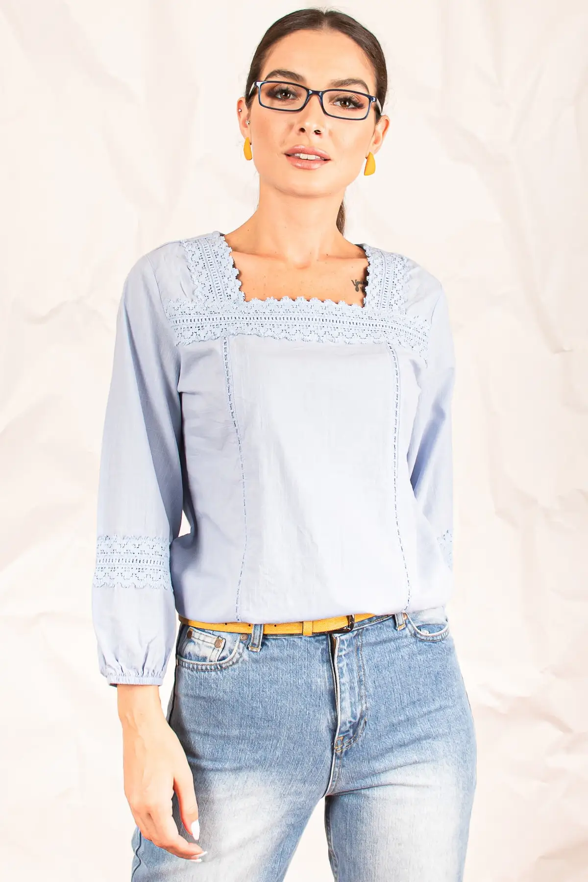 Губная гармошка Женская Bebe синяя Передняя кружевная деталь Bluz ARM-20K055003 |