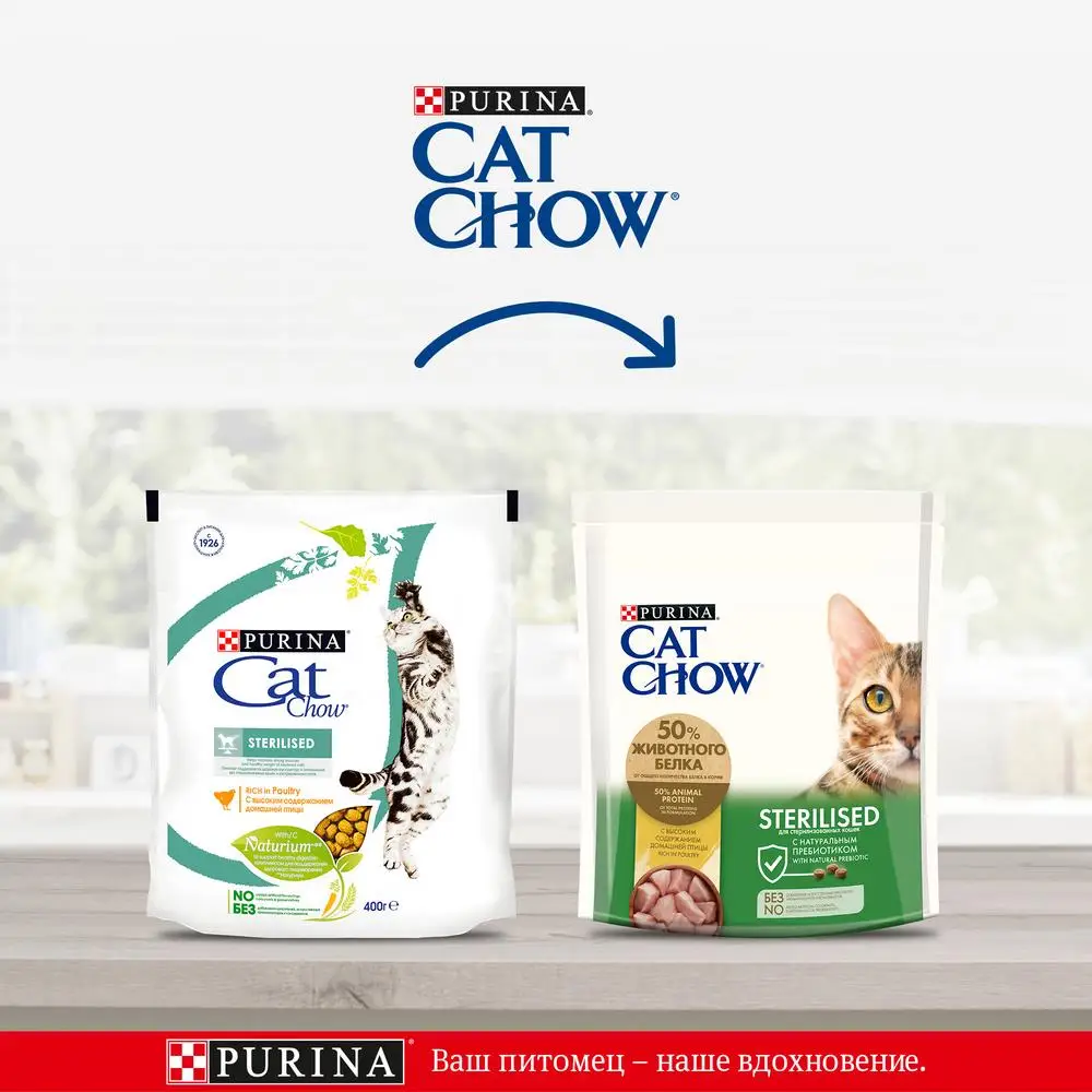 Dry food Cat Chow for adult sterilised cats and neutered with a high content of poultry 400 g*8 | Дом и сад