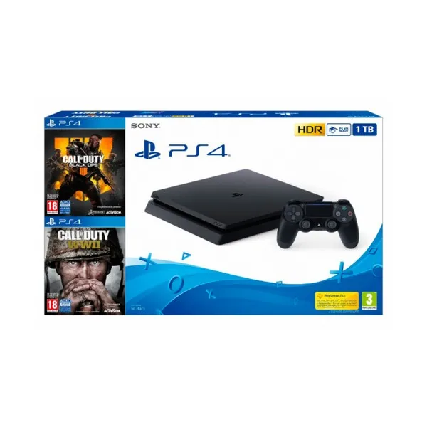 Play Station 4 Slim + Call Of Duty Black Ops WWII sony 8 GB ram 1 ТБ | Электроника
