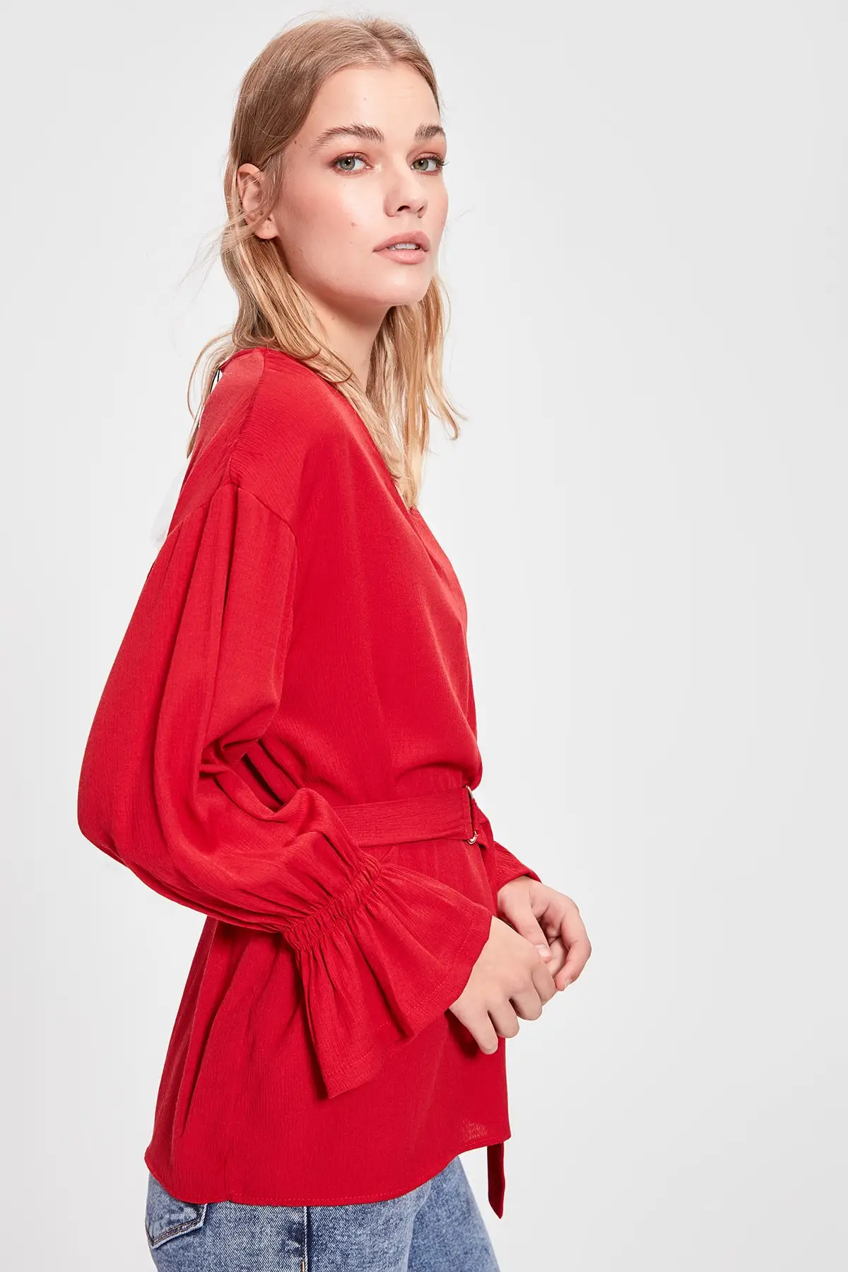 Trendyol шнуровка подробная Bluz TWOAW20BZ0749 |