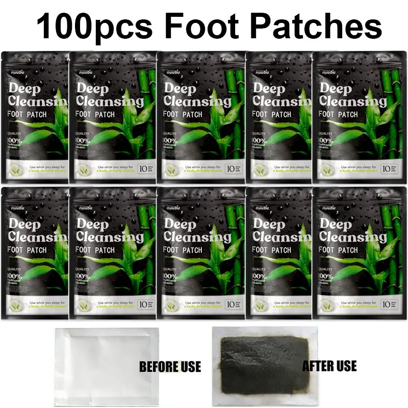 

100pc Nuubu Detox Foot Patches Detoxification Body Toxins Cleaning Stress Relief Feet Deep Sleep Body Care Cleansing Natural Pad