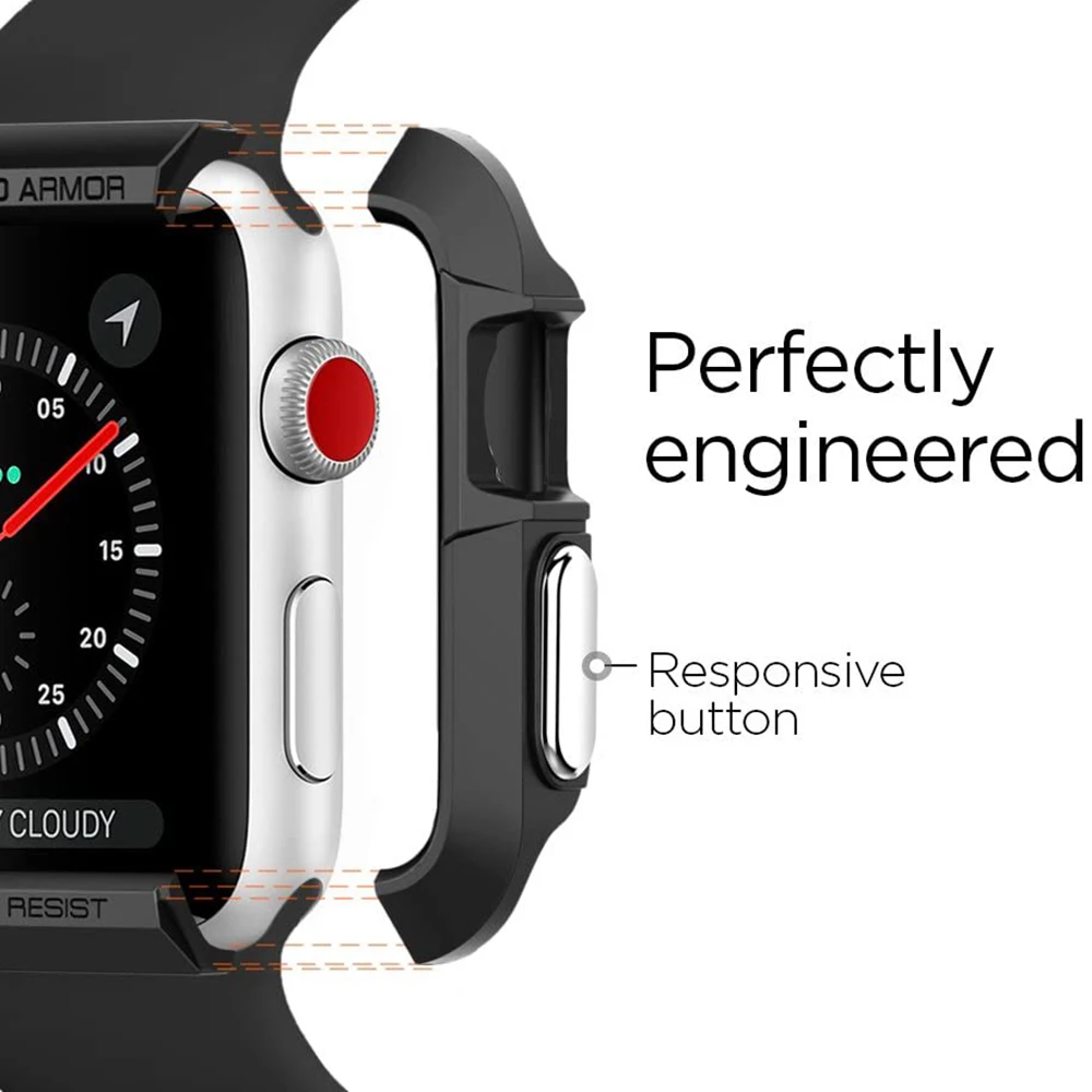 Прочный армированный чехол для часов Apple watch band 40 мм 44 мягкий ударопрочный