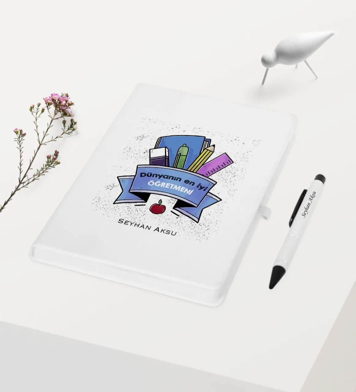 

Personalized World Best Öğretmeni Themed White Notebook Pen Gift Set-18