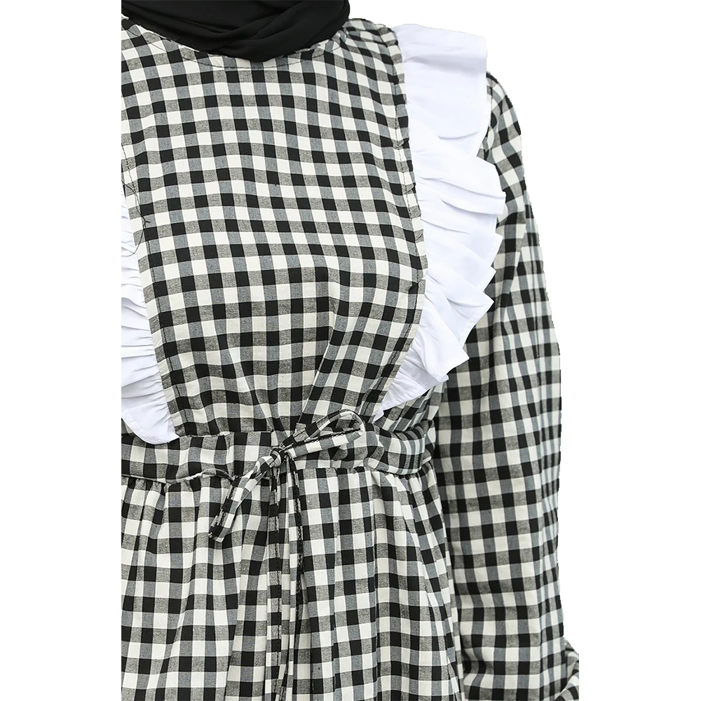 

Potikare Patterned Dress Black and White Dubai Turkey Muslim Fashion Hijab Dress Islamic Clothing Dress For Women New Season2021