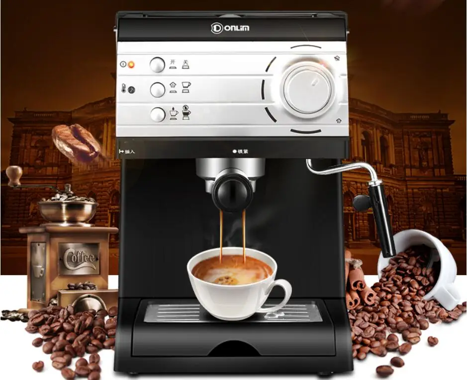 

chinaDonlim home italian espresso cafe machine household semi-automatic pump steam coffee maker high pressure 20Bar DL-KF6001