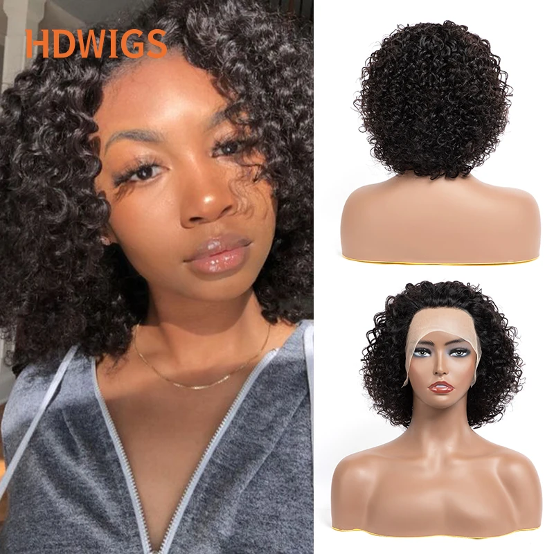 

Pixie Cut Water Wave Human Hair Wig for Women 13x2 HD Lace Closure Wig Curly Short Bob Wig Natural Color Human Hair 6'' 8'' 150%