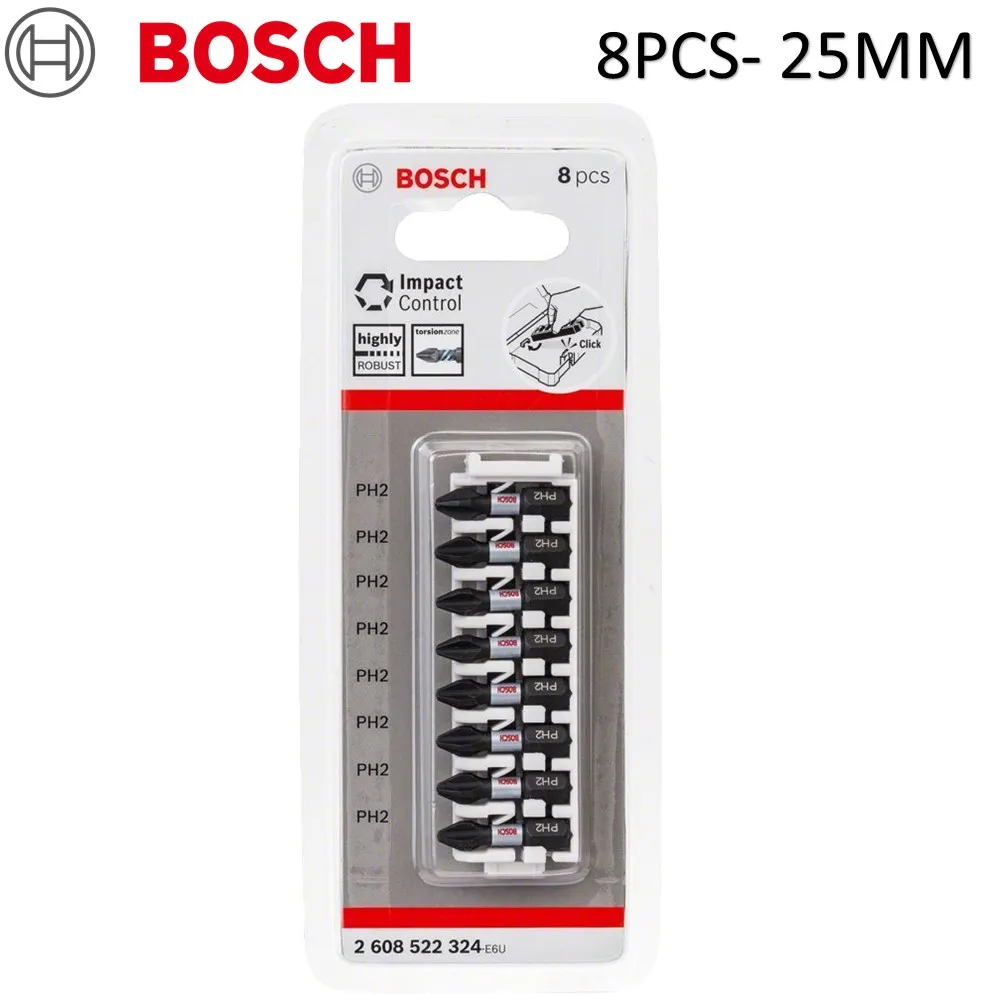 Немецкая Профессиональная отвертка Bosch ударные клавиши 8 шт. PH2 50 мм-25 мм