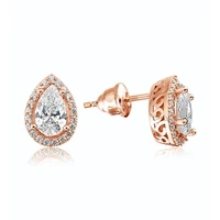valori jewels 1 5 carat zirconia white pear round gemstone rose gold plated solitaire drop earrings
