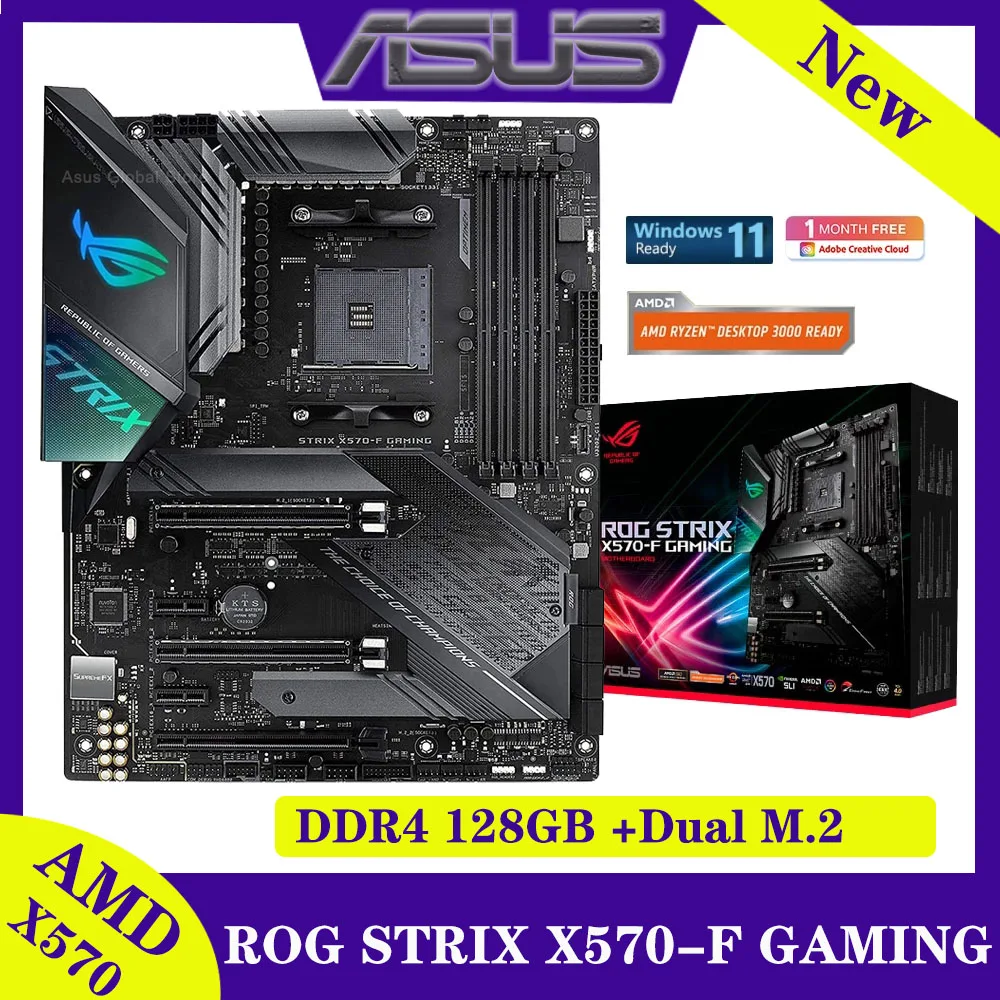 

Socket AM4 Asus ROG STRIX X570-F GAMING Motherboard DDR4 128GB PCI-E 4.0 USB 3.2 HDMI RGB AMD X570 ATX Desktop Placa-mãe AM4 New