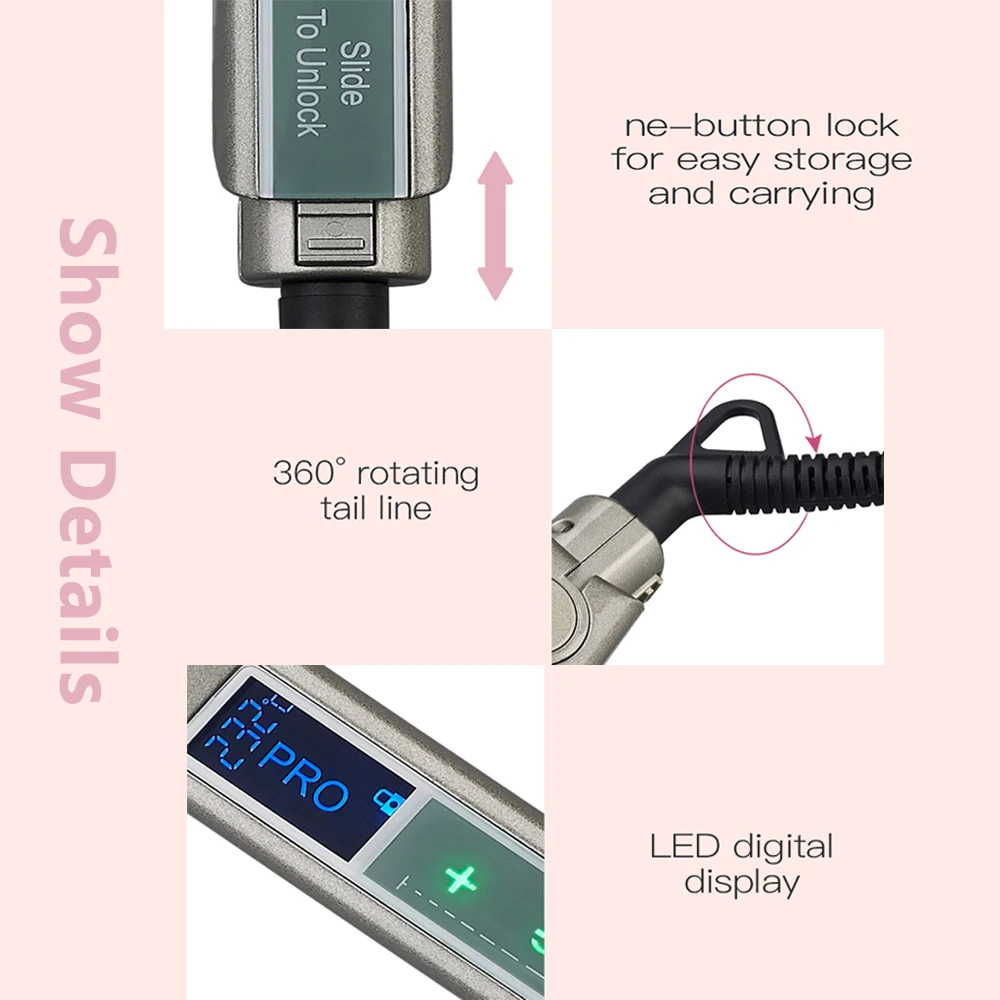 Выпрямитель для волос умный сенсорный ЖК-дисплей керамическая нагревательная