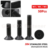 50x m3 m4 m5 countersunk flat head allen hex socket bolt machine screw din7991 a2 304 stainless steel black corrosion resistant