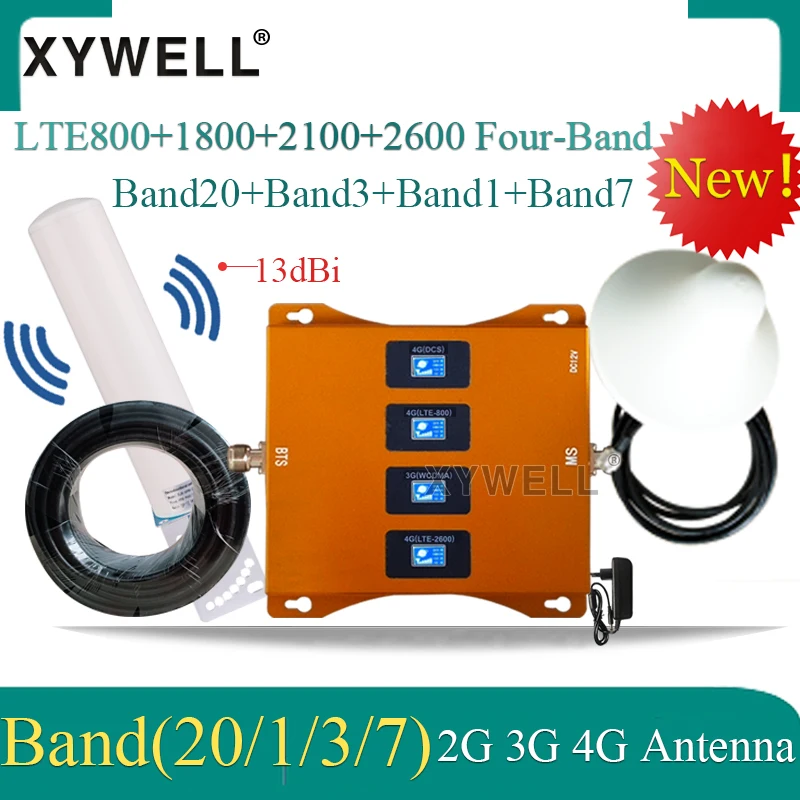 Новый! LTE B20 800/1800/2100/2600 МГц четырехполосная Сотовая связь усилитель 4 г