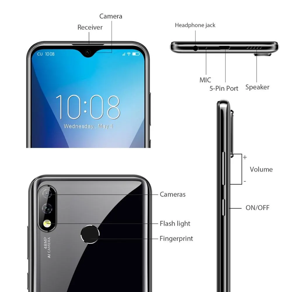 6G ram 128G rom OUKITEL Y4800 Смартфон Android 9 0 6 3 &quot19 5: FHD Восьмиядерный мобильный телефон ID