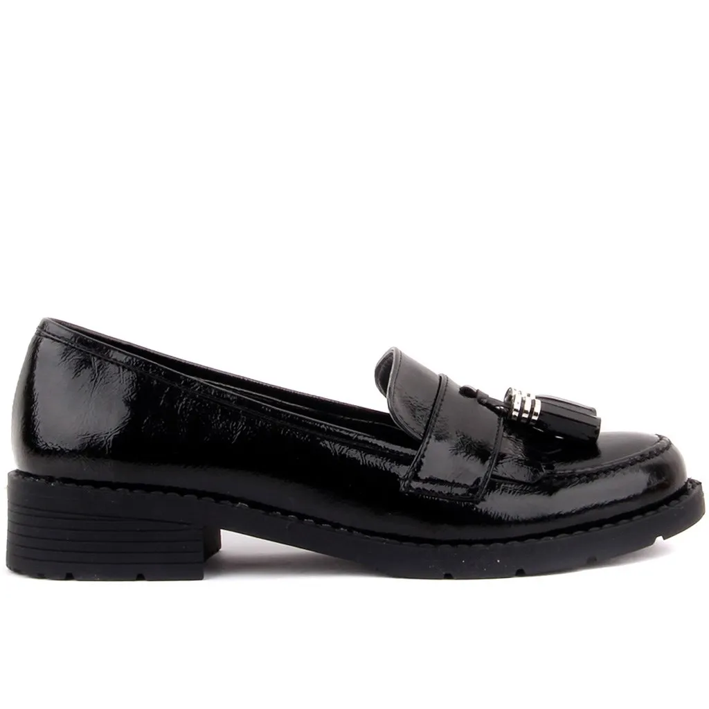 

Moxee-черная кожаная женская повседневная обувь