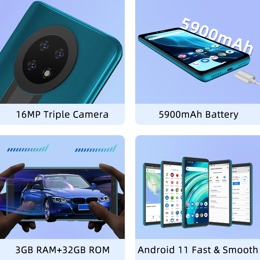 cubot note 9 smartphone 5900mah battery octacore mobile phone 5 99 screen 3gb32gb telephone triple camera dual sim android 11 free global shipping