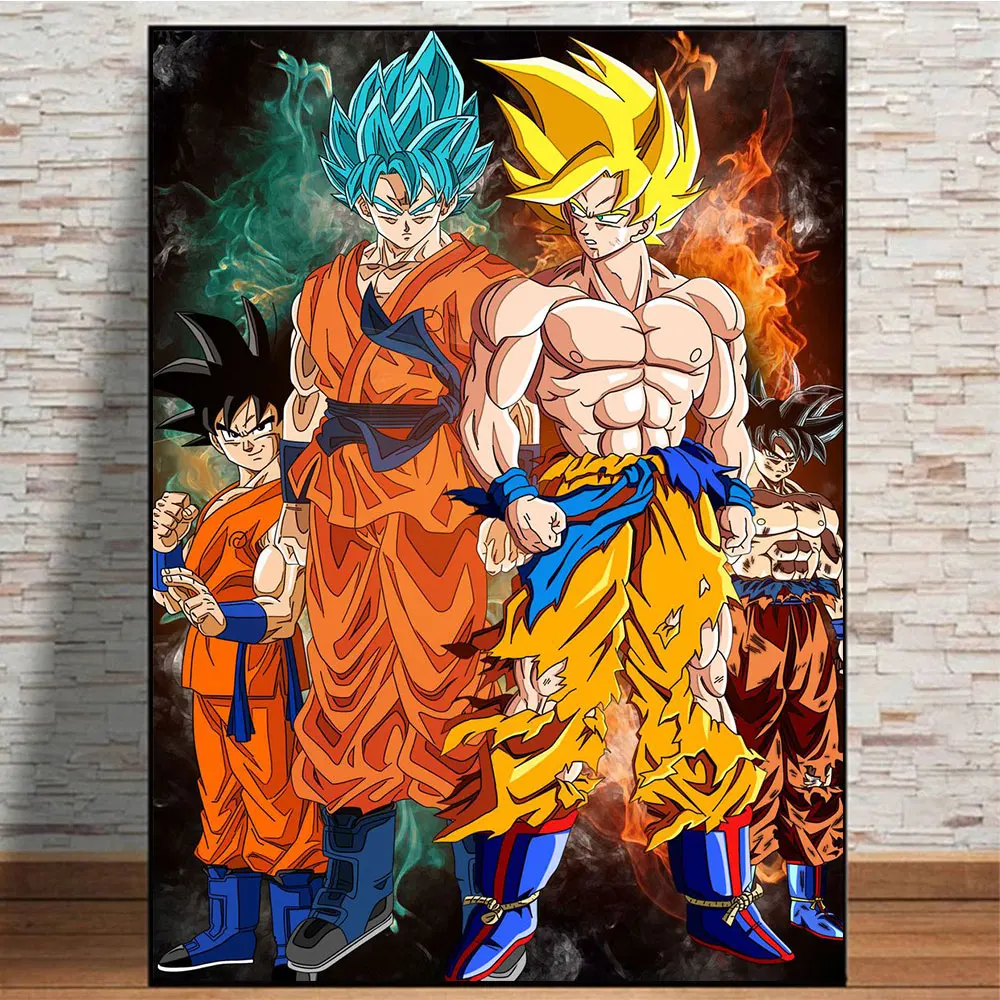 

Japanese Anime Dragon Ball Canvas Painting Wall Art Goku Super Saiyan God Posters and Pictures for Living Room Home Decoration