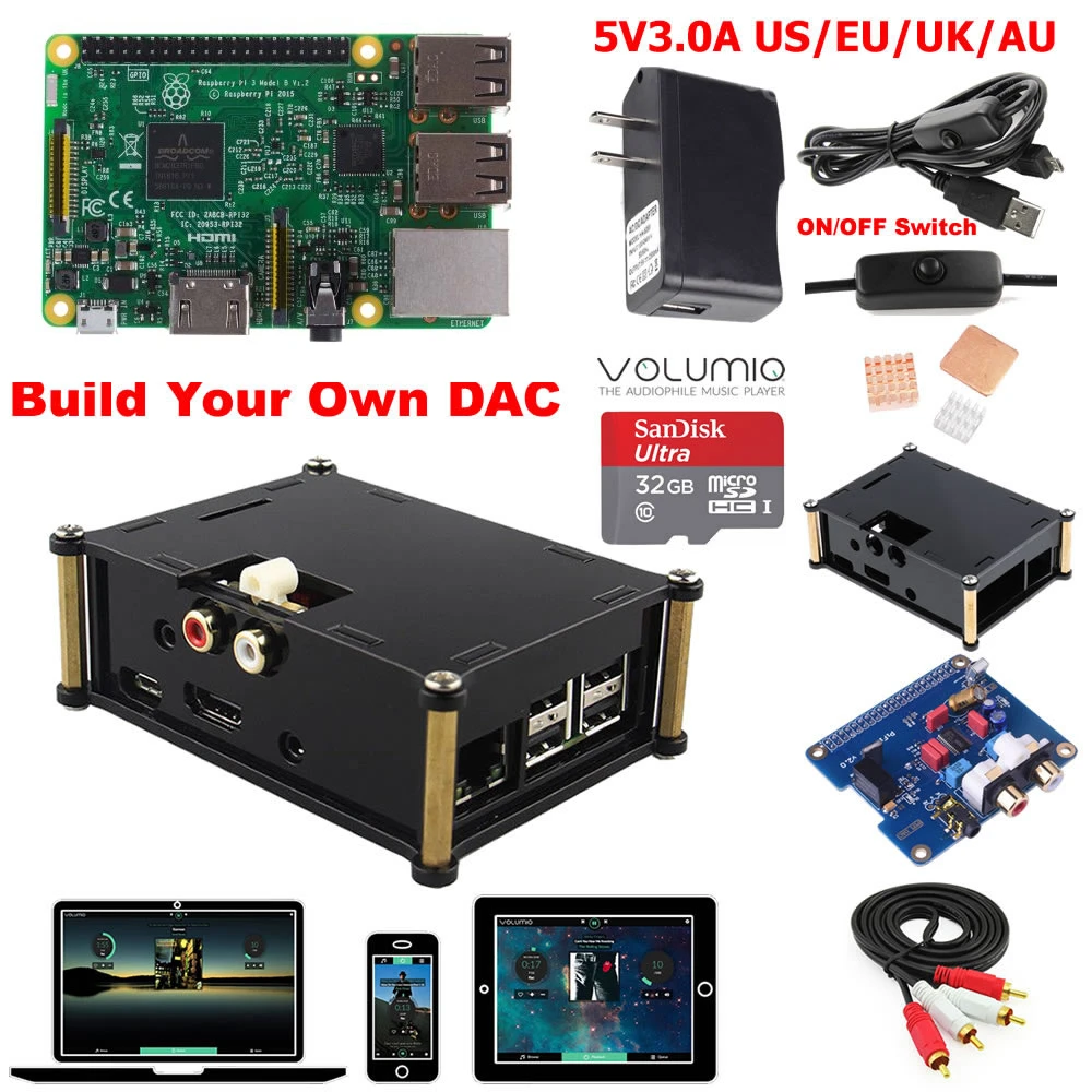 Комплект 2 Raspberry Pi 3 Model B ЦАП комплект D3B01 - Комплект: Комплект 2