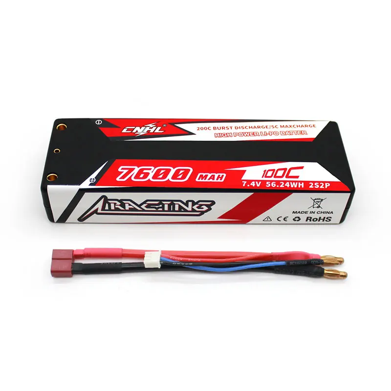 Аккумулятор CNHL Lipo 2S 7 4 В 7600 мАч 100C гоночная серия Жесткий Чехол T Deans для