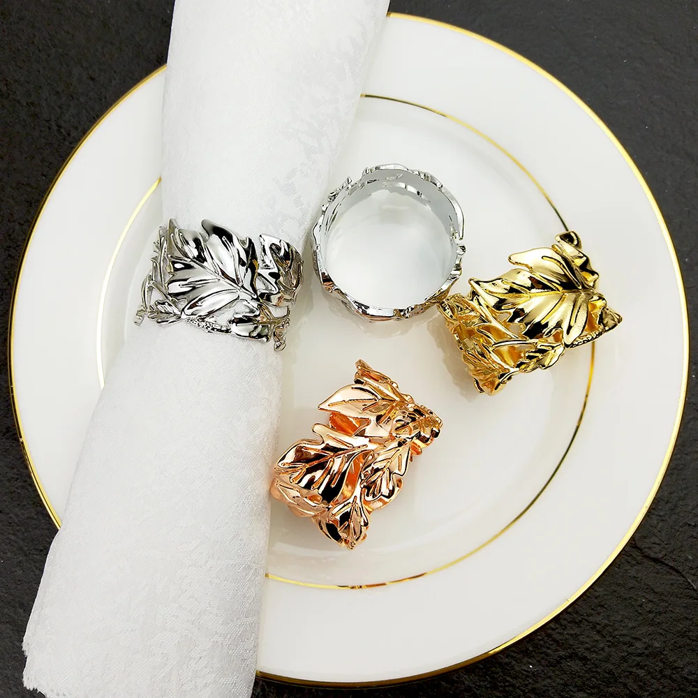 6 шт. новые кольца для салфеток с листьями золотые серебряные антикварные