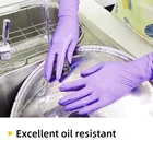 Нитриловые водонепроницаемые гипоаллергенные перчатки, пищевые одноразовые защитные перчатки фиолетового цвета, 100-1000 шт.упак.