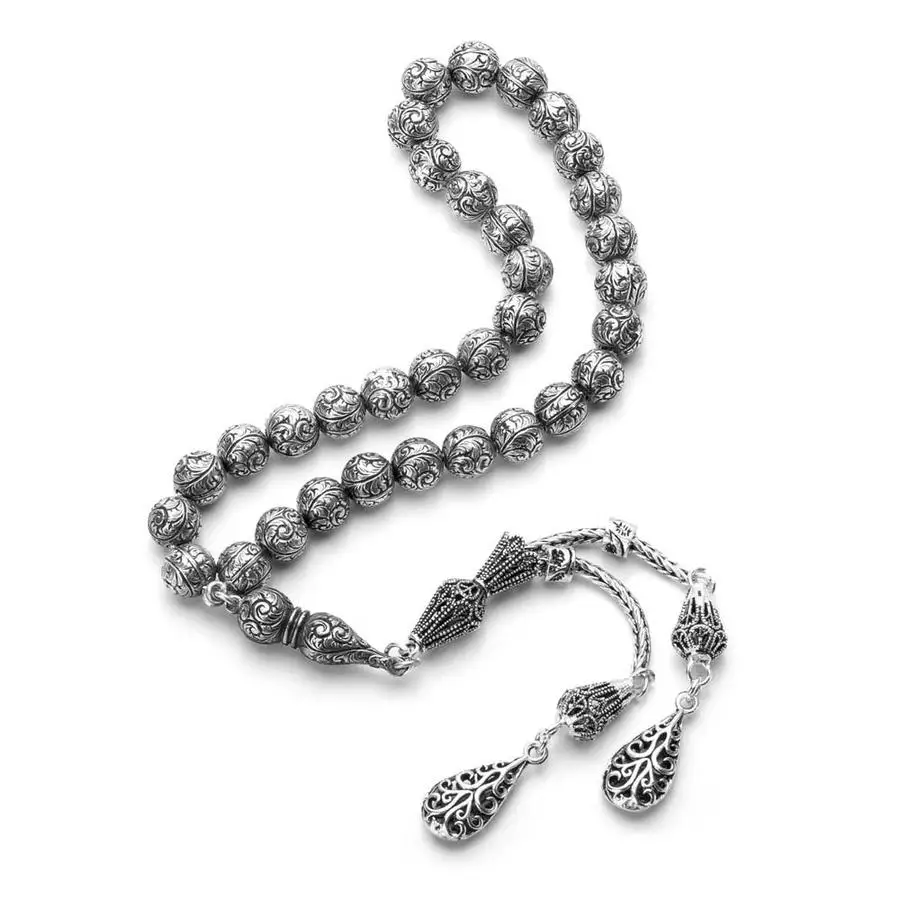 

Erzurum Hand Made 925 Sterling Silver Rosary with Two Tassels Fashion Turkish Premium Quality Handmade Jawelery