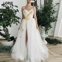 LORIE – robe De Soirée en dentelle et Tulle, tenue De bal courte, bretelles Spaghetti, longueur au sol, fente latérale, 2021  (3)